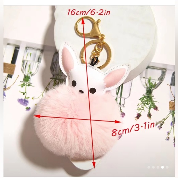 Cute Teacup Chihuahua Puppy Plush 
Women Puff Ball Keychain - Picture 4 of 4